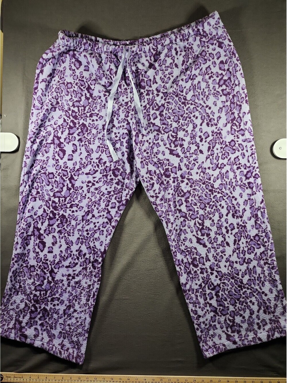 Fuzzy Soft Purple Leopard Print 3X Plus-size Pajama Pants Cozy Sleepwear 0193